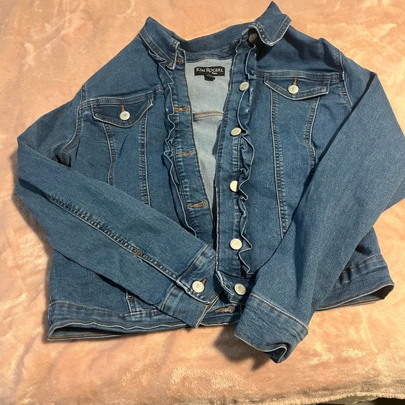 Kim Rogers Ruffled Blue Jean Jacket - Picture 1 of 1